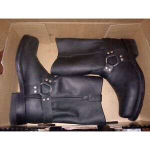 Double H Boots Black Leather Harness Square Toe Biker MENS sz 12 2E